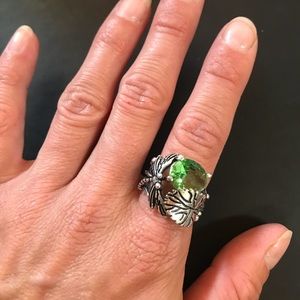 New Sterling Silver Peridot Ring Dragonfly